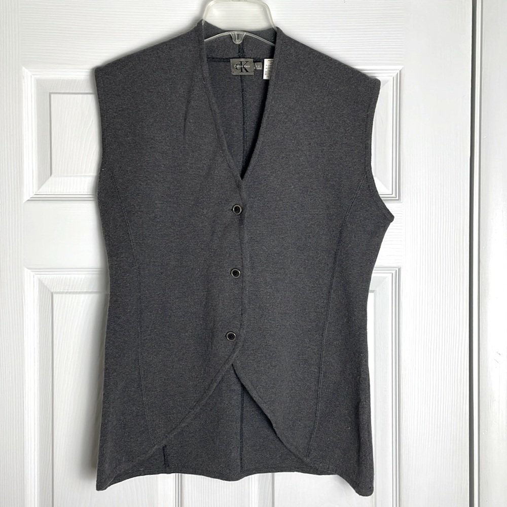 Women's Vintage Calvin Klein Gray Sweater Vest - Large